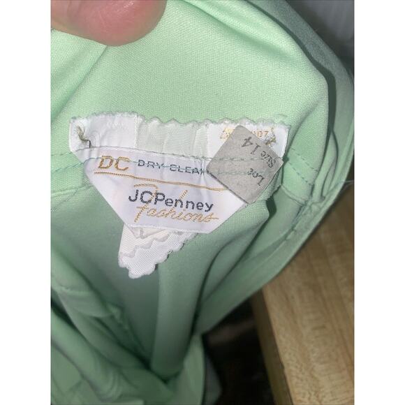 JC Penney 60s 70s Vintage Green Polyester Maxi A-line Dress Sleeveless Medium - Picture 8 of 8